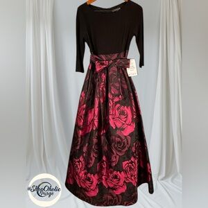 Dress Gown Jessica Howard Wine Rose Ballroom Gown Sz 6 NWT